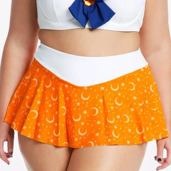 Hot Topic Sailor Moon Sailor Venus Cosplay Top & Skirted Bottoms Swimsuit SET 2X - Picture 13 of 16